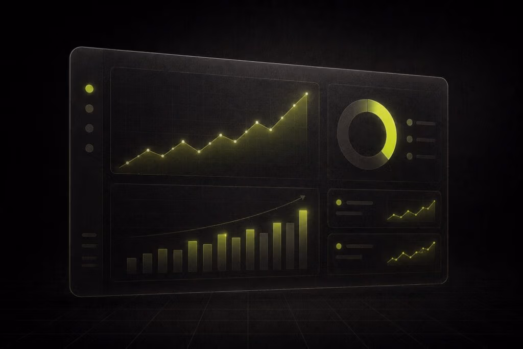 Messbar statt Bauchgefuehl: B2B Online Marketing Dashboard mit KPIs und Wachstumskurve