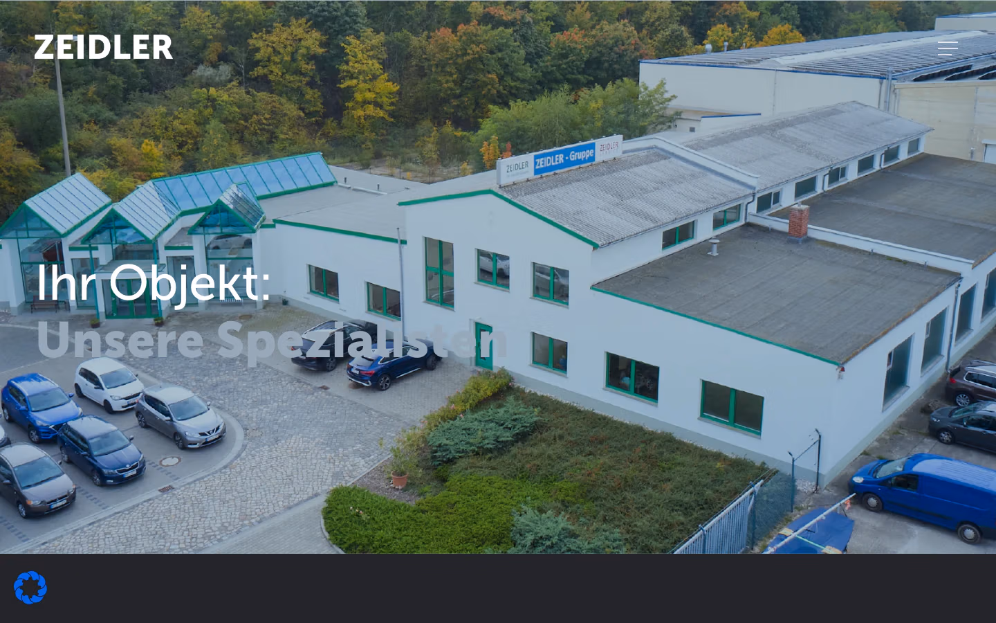 Startseite der Webseite von Zeidler Glas + Fenster GmbH